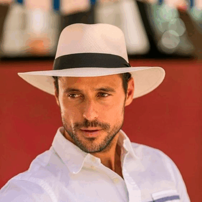 Chapéu Panamá Indiana Aba Larga Branco Palha Original Importado