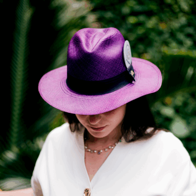 Chapéu Panamá Colorido Clássico Roxo Original Importado