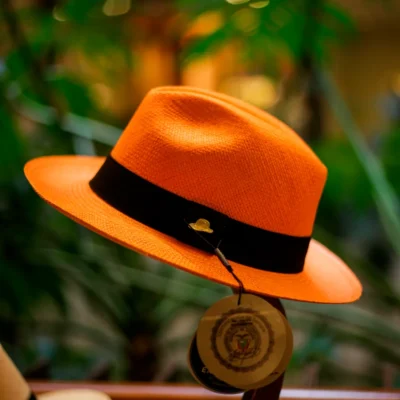 Chapéu Panamá Colorido Clássico Laranja Original Importado