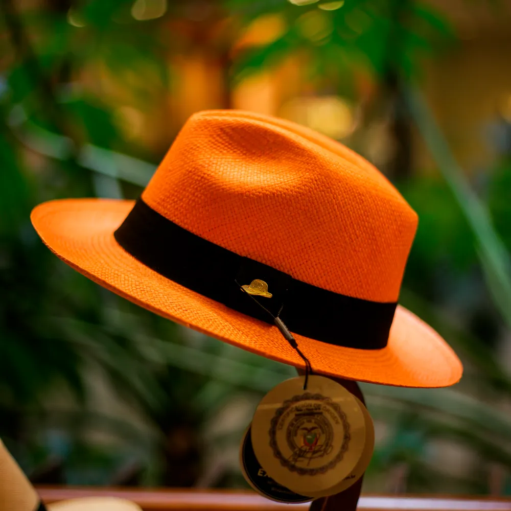 Chapéu Panamá Colorido Clássico Laranja Feminino Original Importado